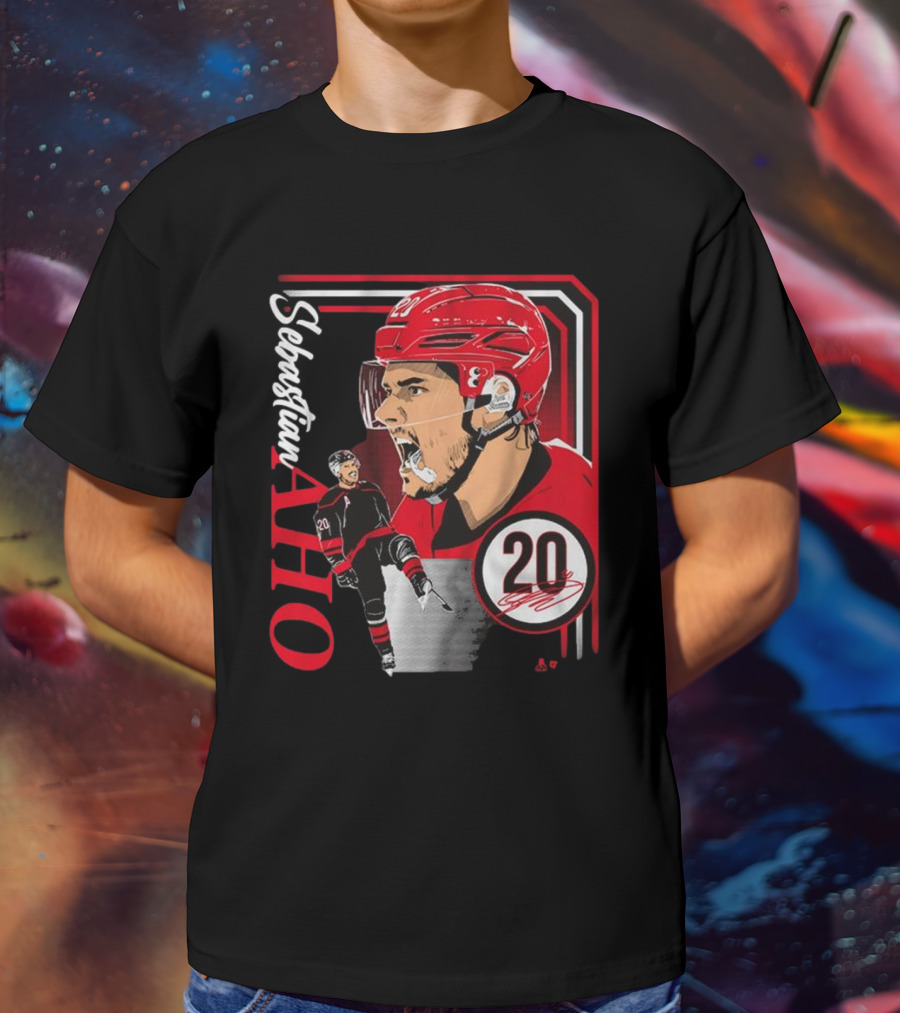 Sebastian Aho Number 20 Hockey Collage Frame T-Shirt