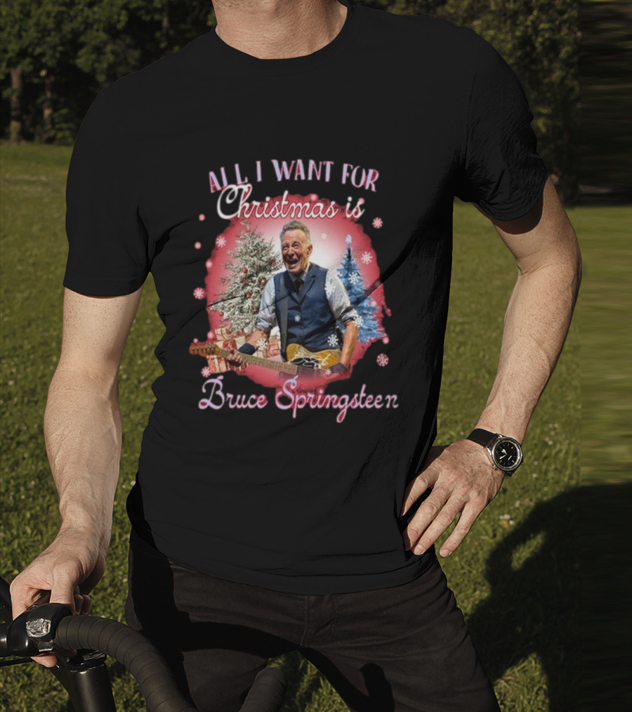 All I Want For Christmas Is Bruce Springsteen Snowflakes Christmas Trees T-Shirt