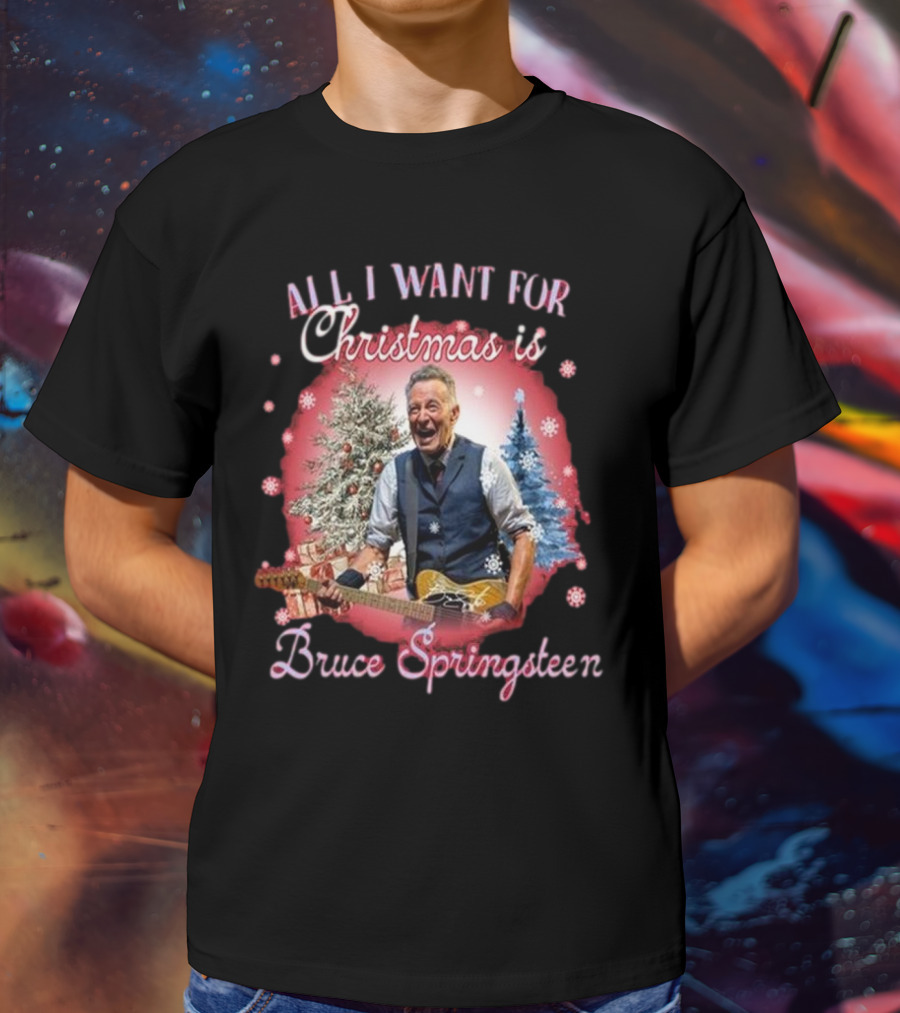 All I Want For Christmas Is Bruce Springsteen Snowflakes Christmas Trees T-Shirt