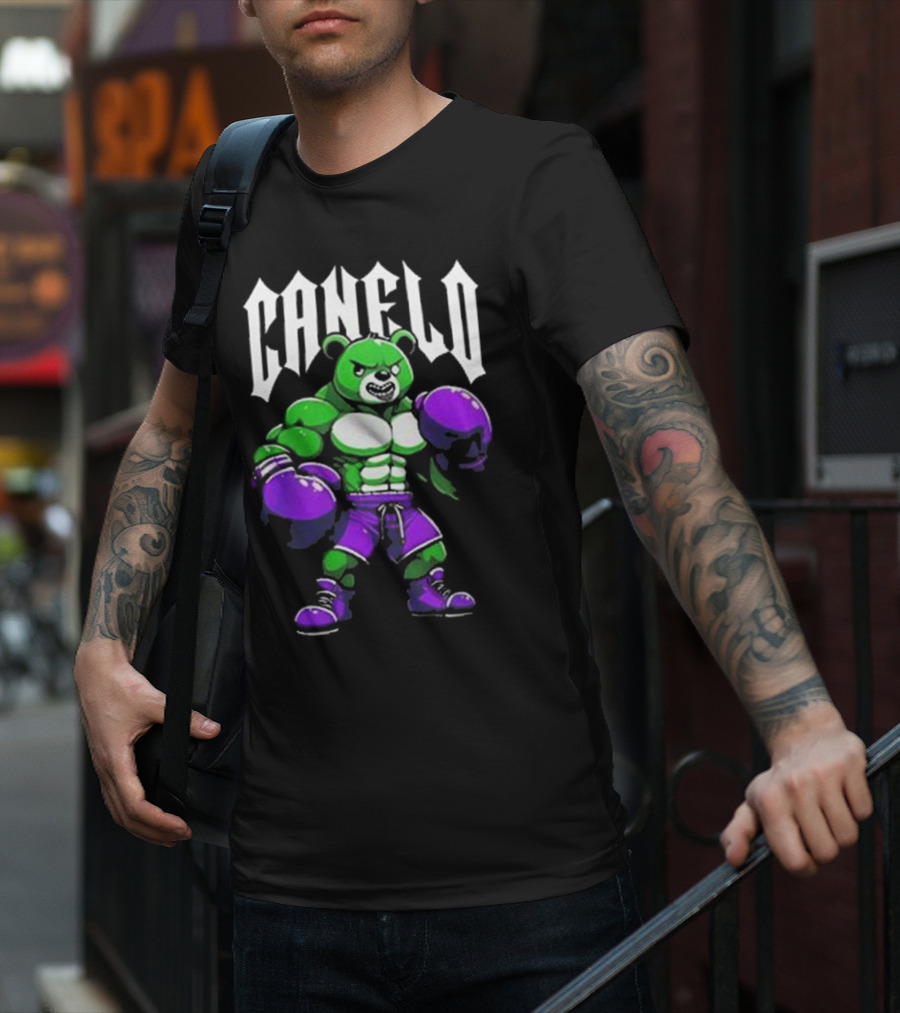 Canelo Boxing Bear In Green And Purple Gear T-Shirt