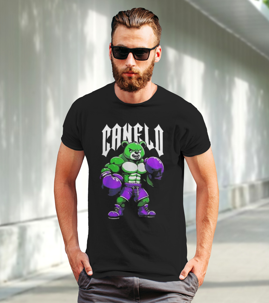Canelo Boxing Bear In Green And Purple Gear T-Shirt