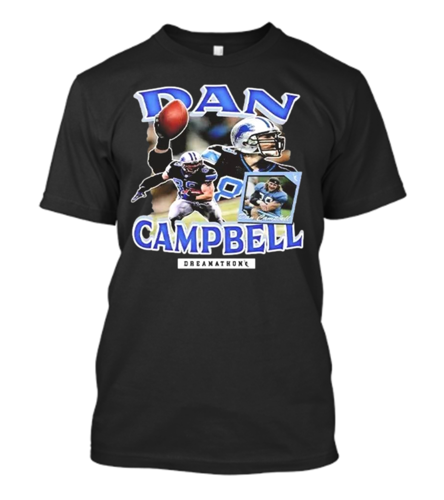 Dan Campbell Dreamathon Football Player Action Collage T-Shirt