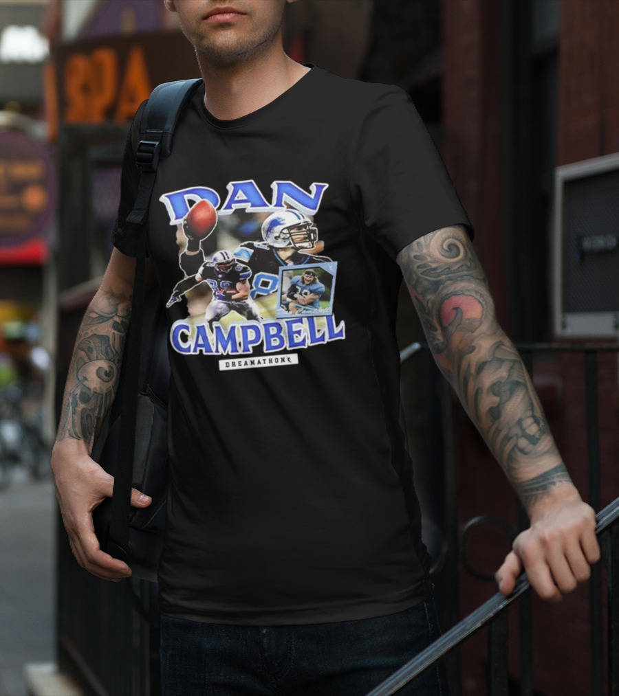 Dan Campbell Dreamathon Football Player Action Collage T-Shirt
