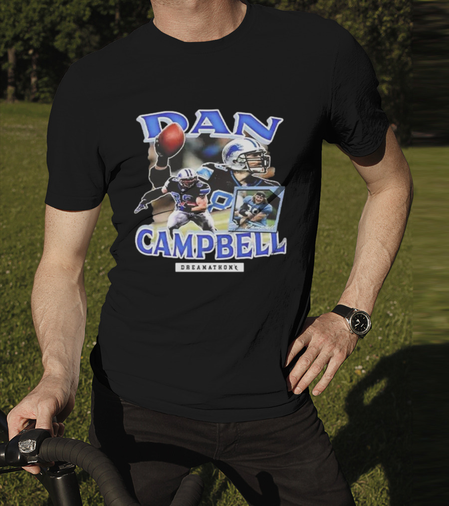 Dan Campbell Dreamathon Football Player Action Collage T-Shirt