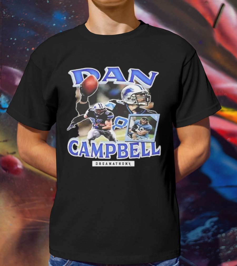 Dan Campbell Dreamathon Football Player Action Collage T-Shirt