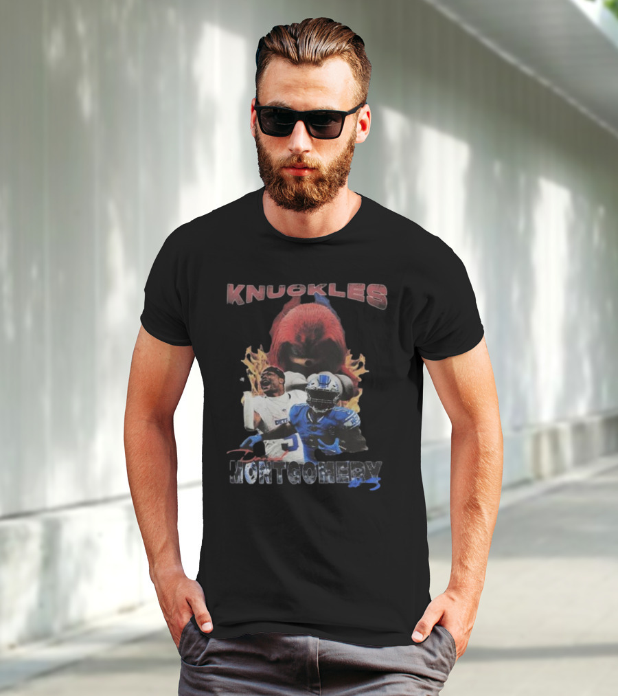 Knuckles Montgomery Detroit Lions 5 Football T-Shirt