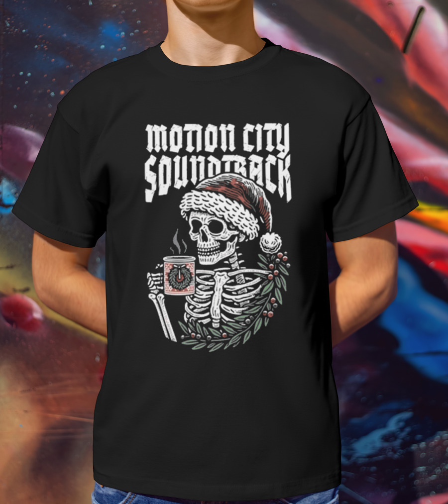 Motion City Soundtrack Skeleton Santa Hat Hot Cocoa Christmas T-Shirt