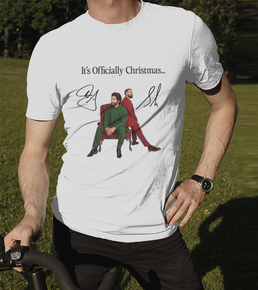 Dan And Shay It's Officially Christmas Signatures Plaid Chair Suits T-Shirt