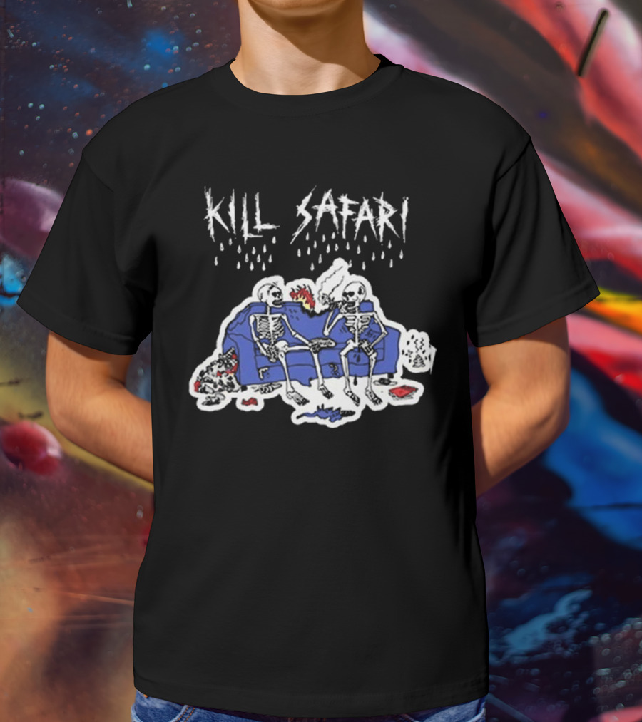 Kill Safari Skeletons Smoking On Couch T-Shirt
