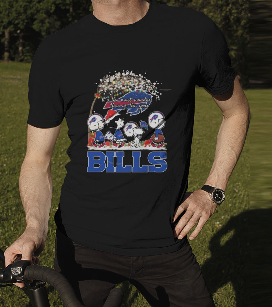 Peanuts Characters Buffalo Bills NFL Christmas It’s The Most Wonderful Time Of The Year T-Shirt