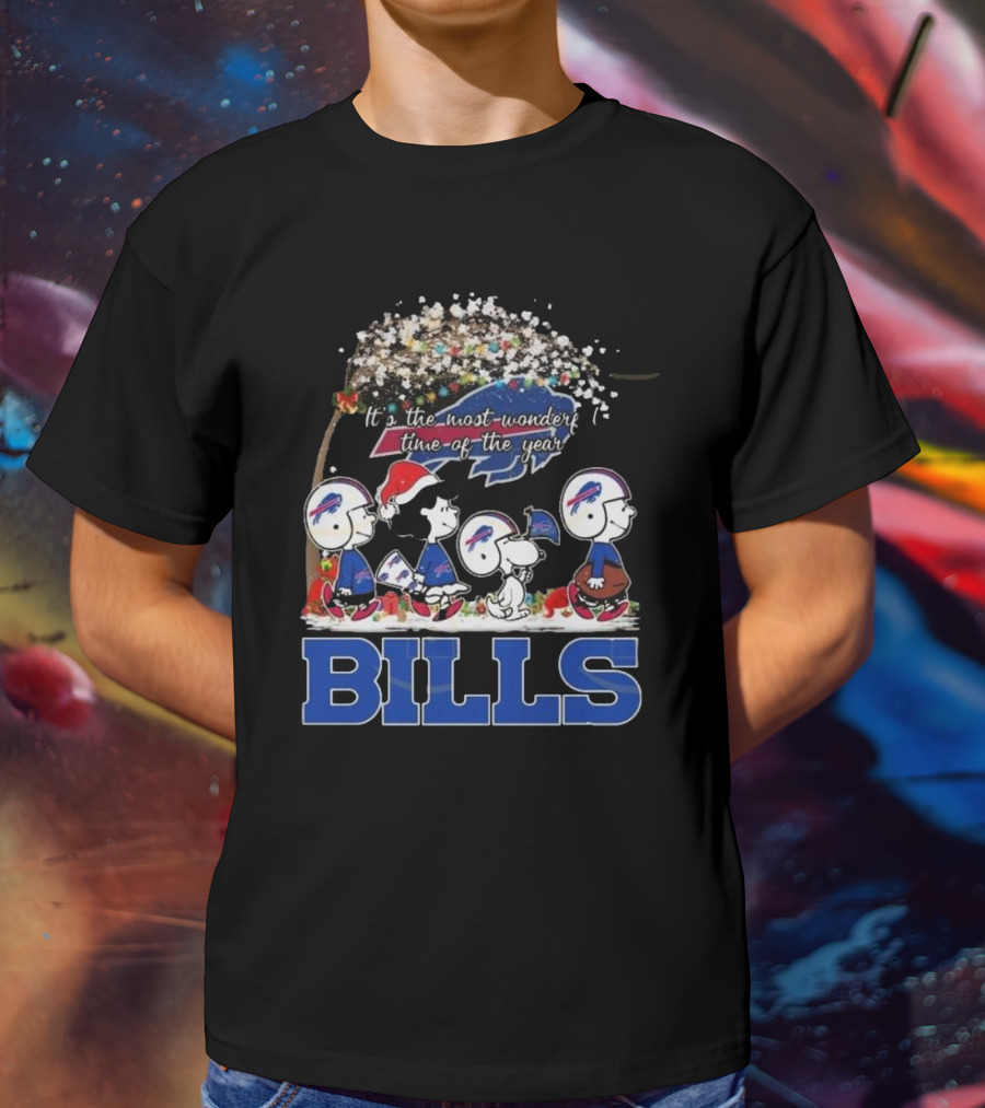 Peanuts Characters Buffalo Bills NFL Christmas It’s The Most Wonderful Time Of The Year T-Shirt