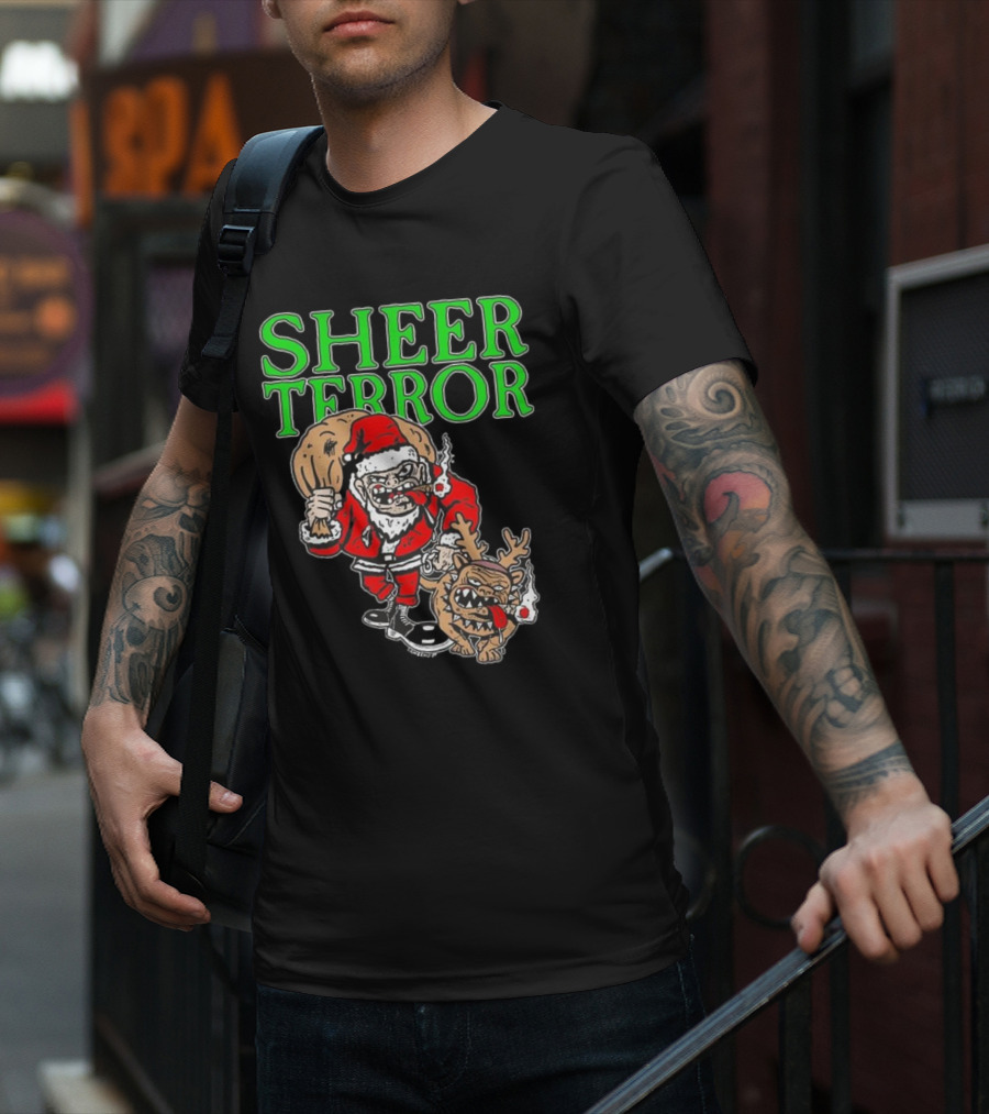 Screw Yule Sheer Terror Santa With Angry Reindeer T-Shirt