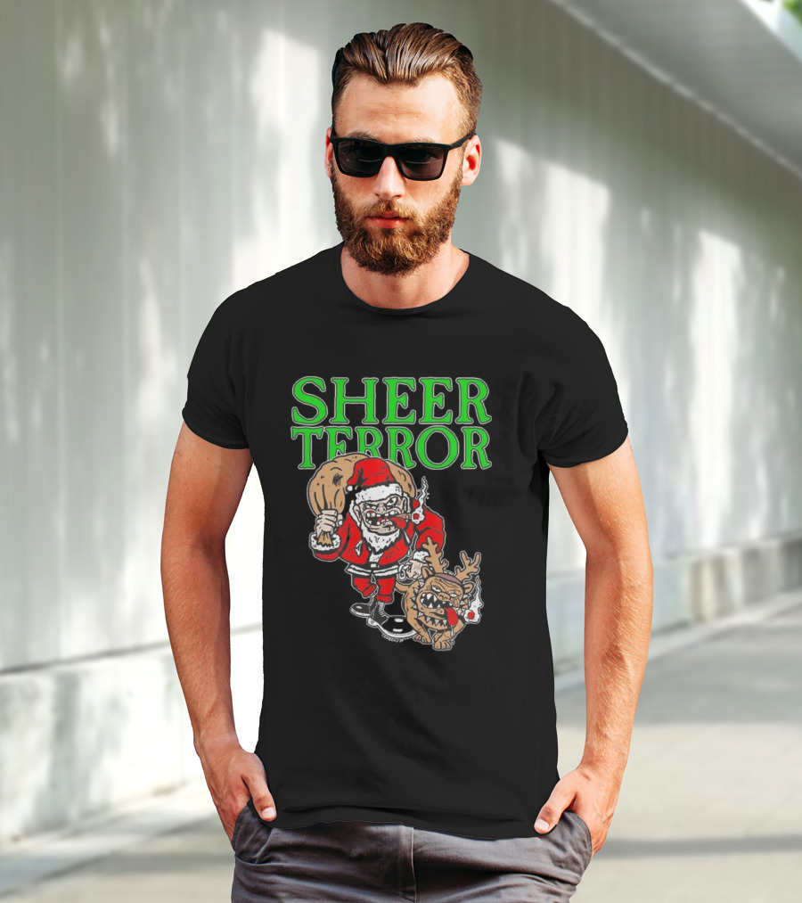 Screw Yule Sheer Terror Santa With Angry Reindeer T-Shirt