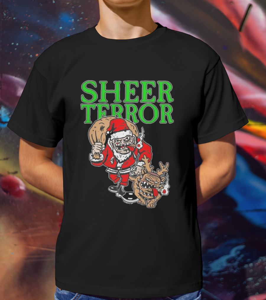 Screw Yule Sheer Terror Santa With Angry Reindeer T-Shirt