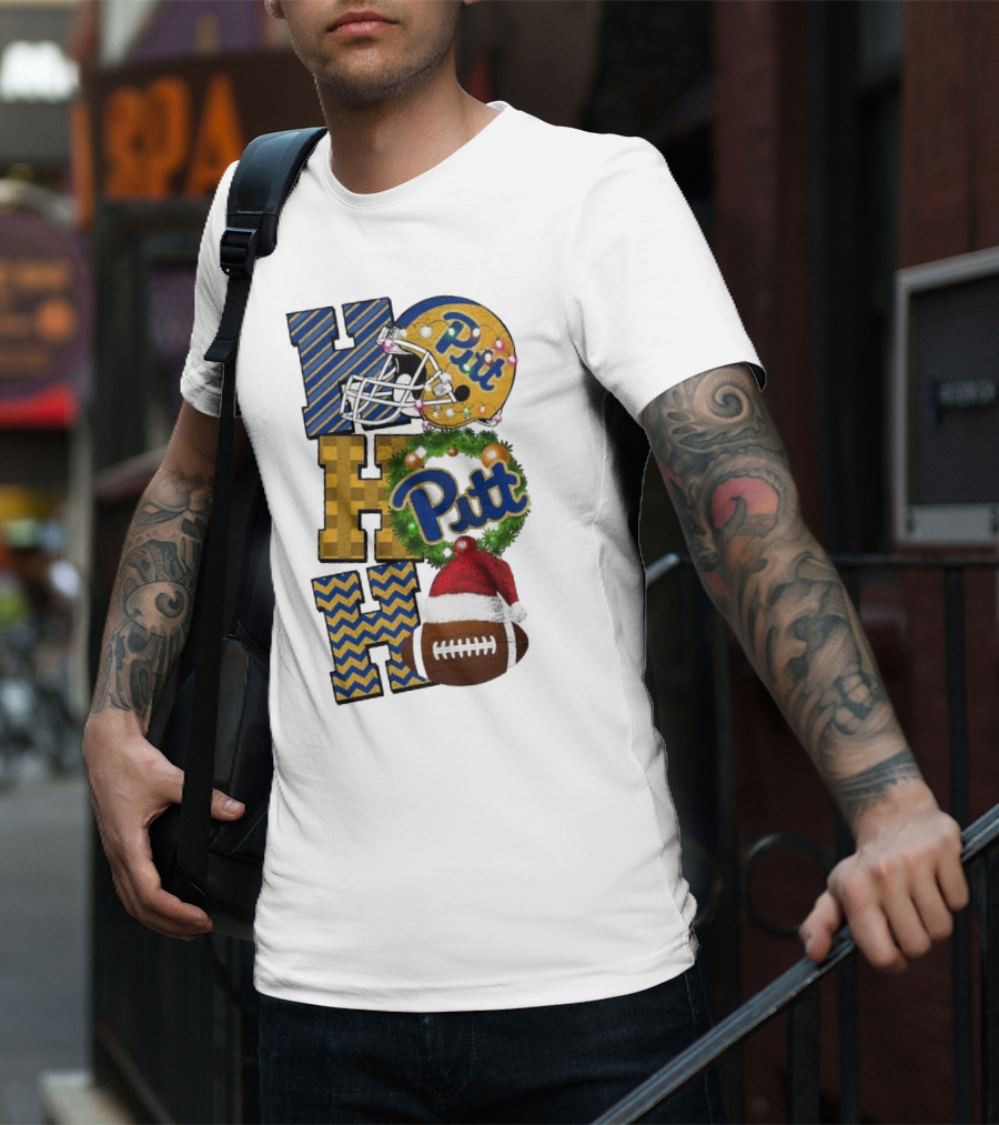 Pitt Christmas Game Day Ho Ho Ho Panthers Football T-Shirt