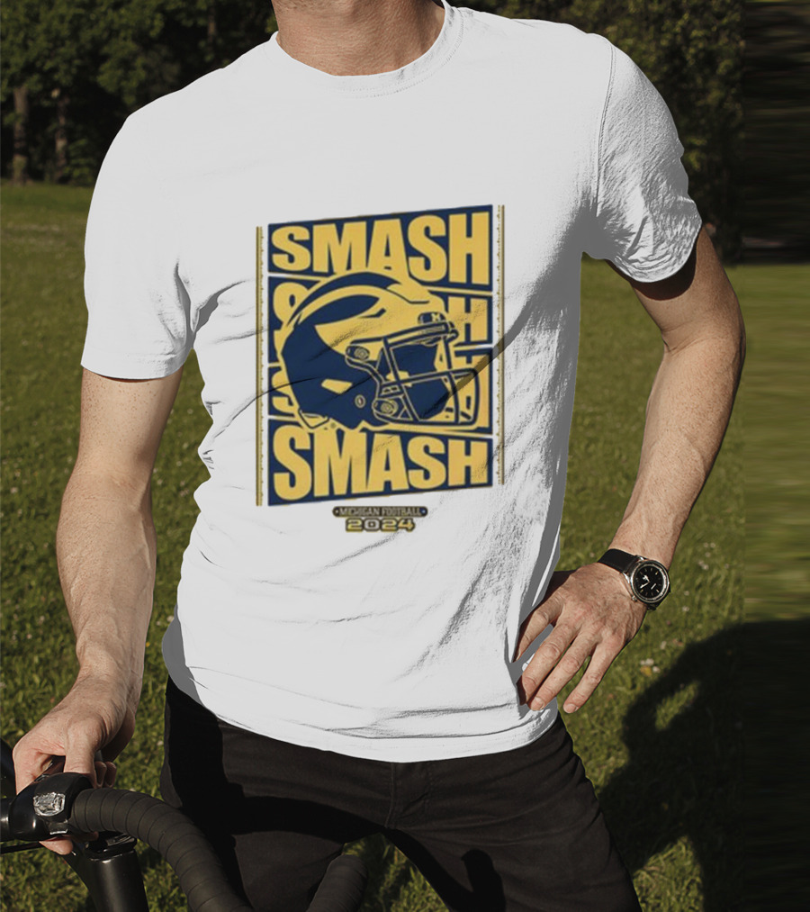 Michigan Football Smash Helmet T-Shirt