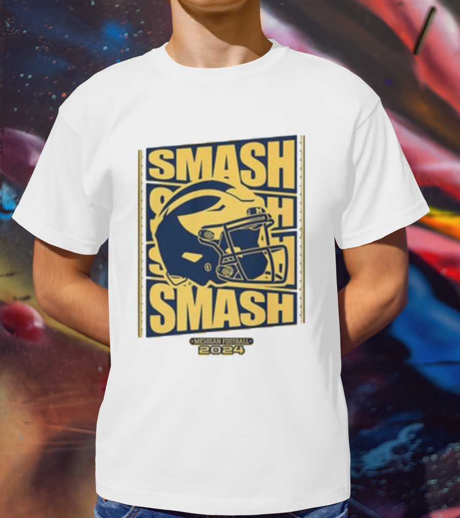 Michigan Football Smash Helmet T-Shirt