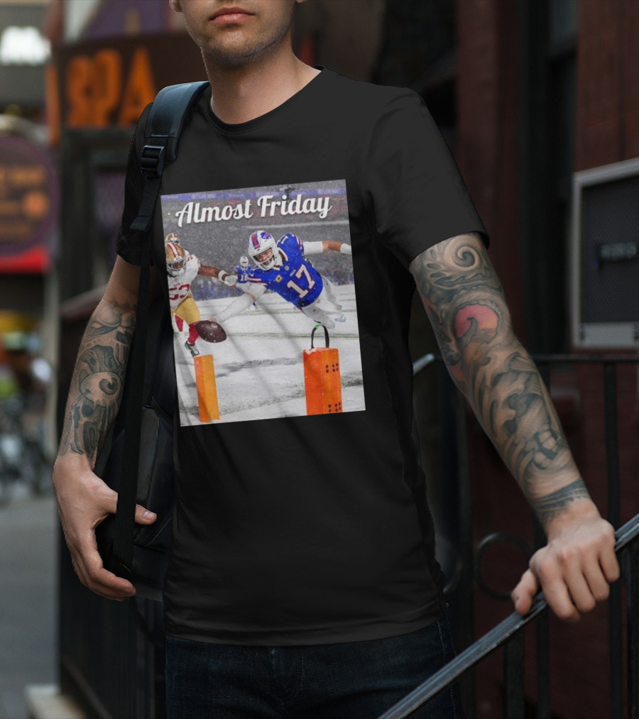 Almost Friday Josh Allen Diving Touchdown Snow Football T-Shirt