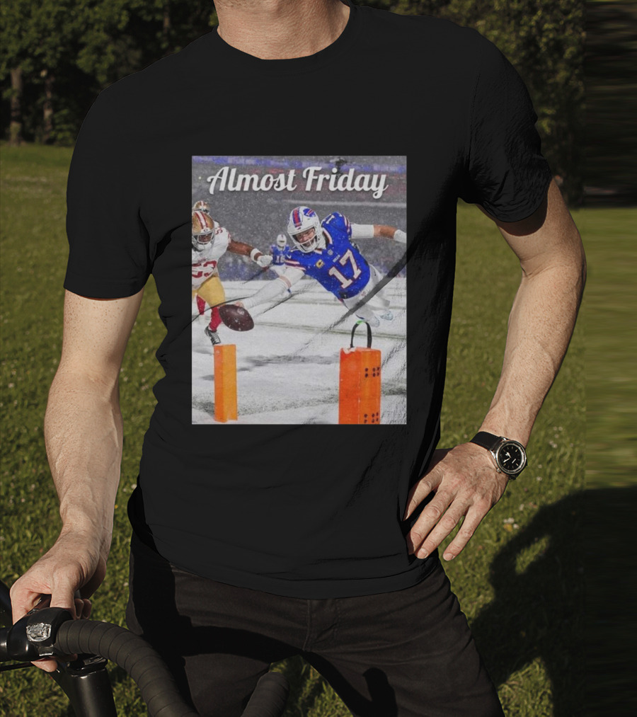 Almost Friday Josh Allen Diving Touchdown Snow Football T-Shirt