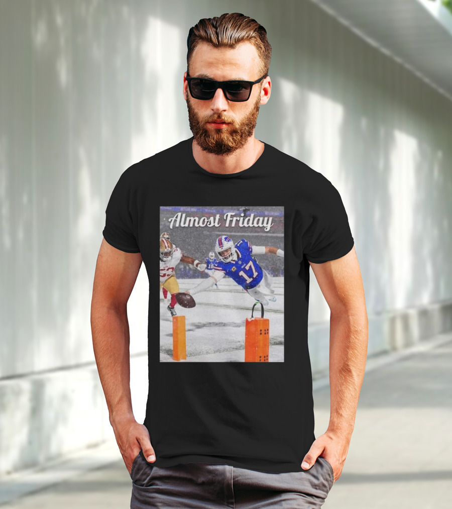 Almost Friday Josh Allen Diving Touchdown Snow Football T-Shirt