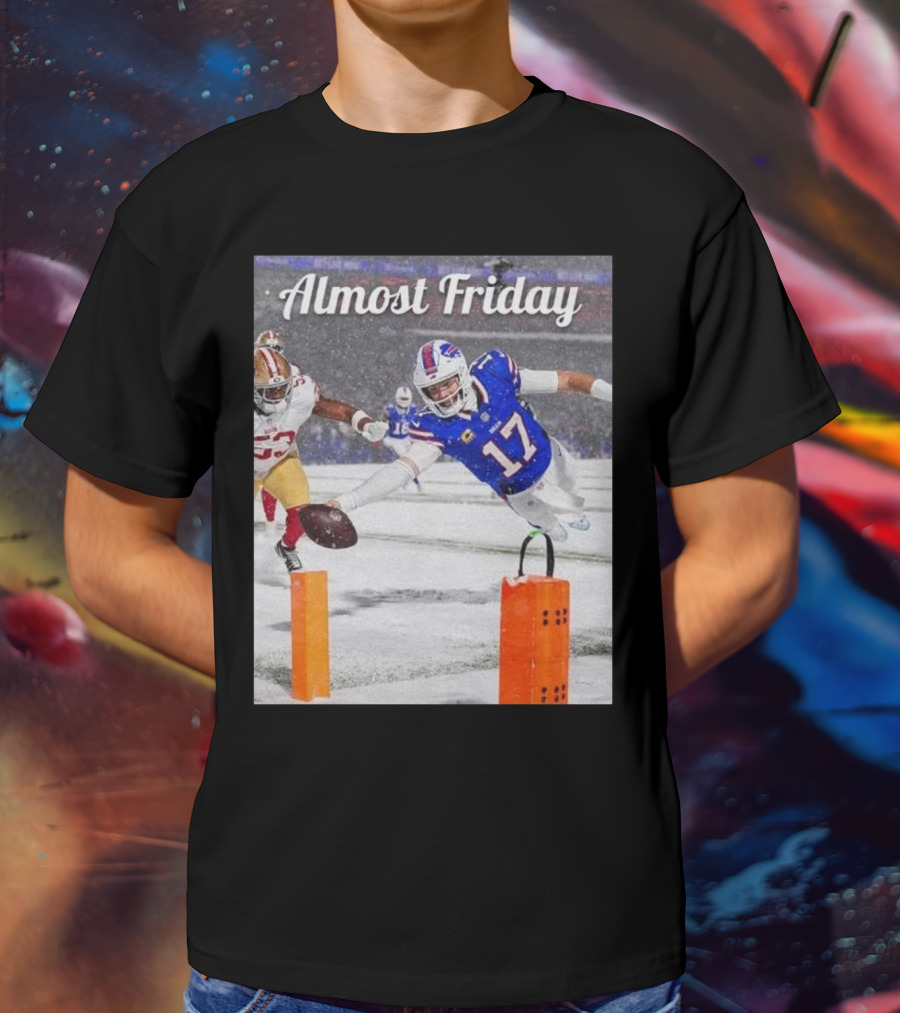 Almost Friday Josh Allen Diving Touchdown Snow Football T-Shirt