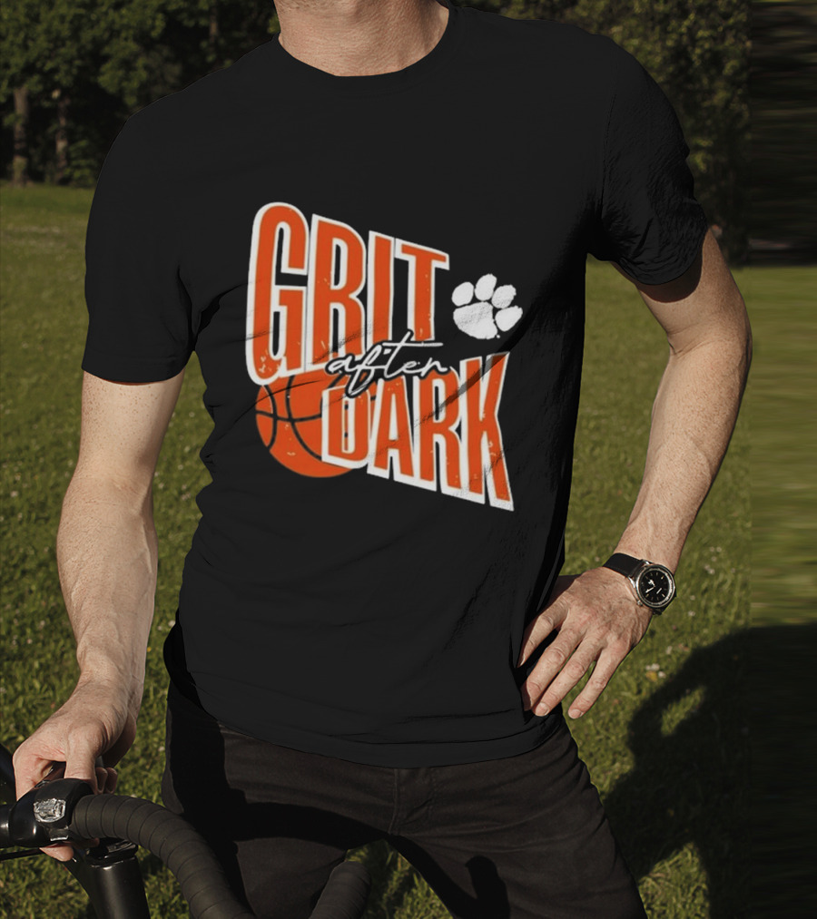 Clemson Grit After Dark Basketball And Paw Prints T-Shirt