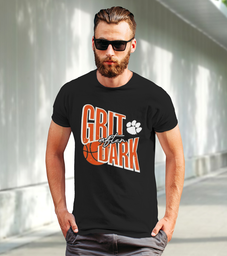 Clemson Grit After Dark Basketball And Paw Prints T-Shirt