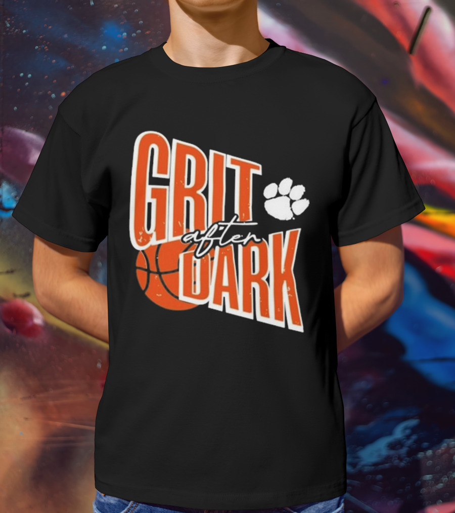 Clemson Grit After Dark Basketball And Paw Prints T-Shirt