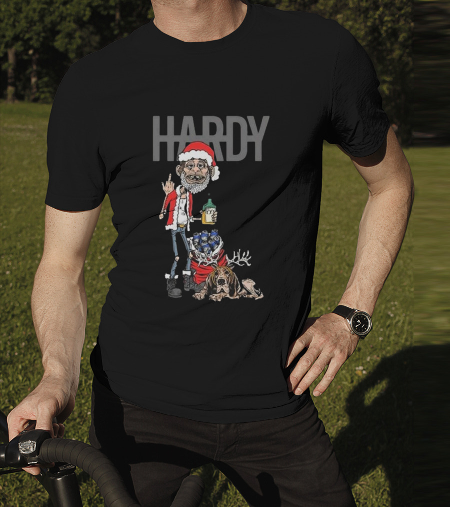 Hardy Christmas Santa Jim Bob With KY Bottle And Dogs Holiday T-Shirt