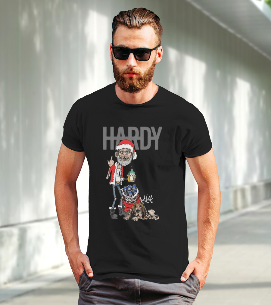 Hardy Christmas Santa Jim Bob With KY Bottle And Dogs Holiday T-Shirt