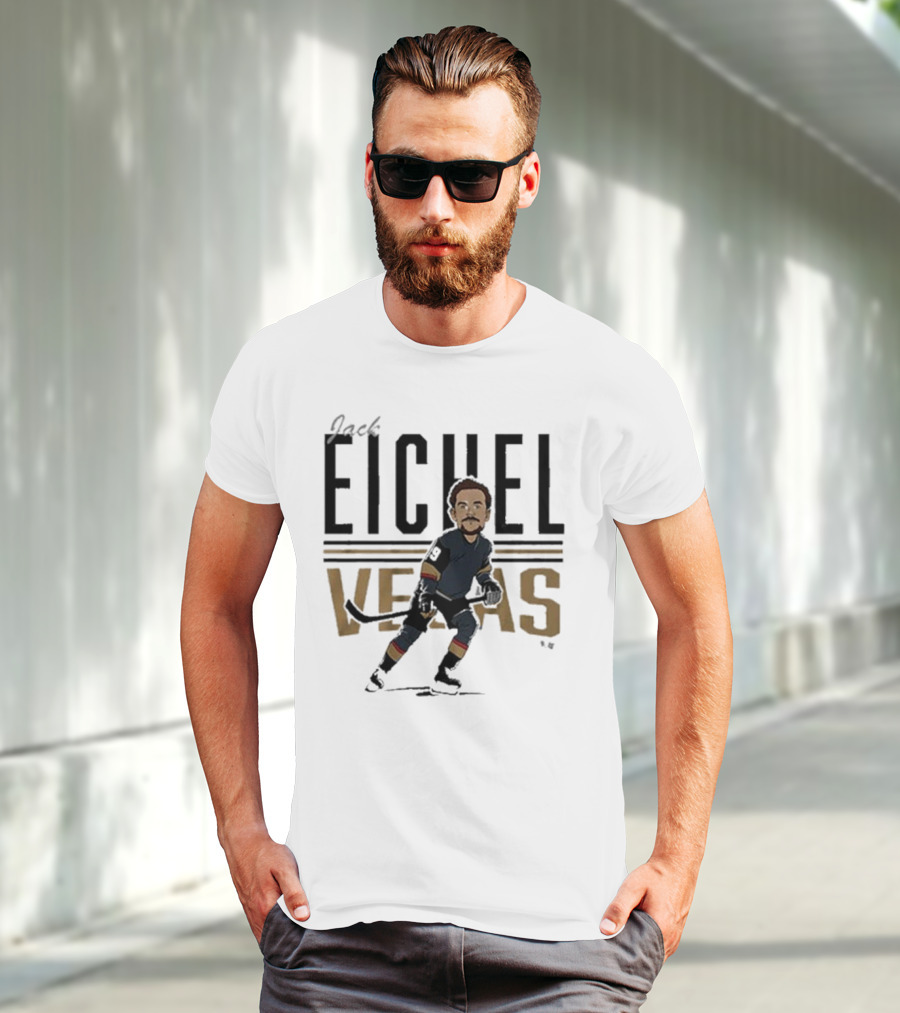 Jack Eichel Vegas Hockey Caricature Eichel Center Ice T-Shirt