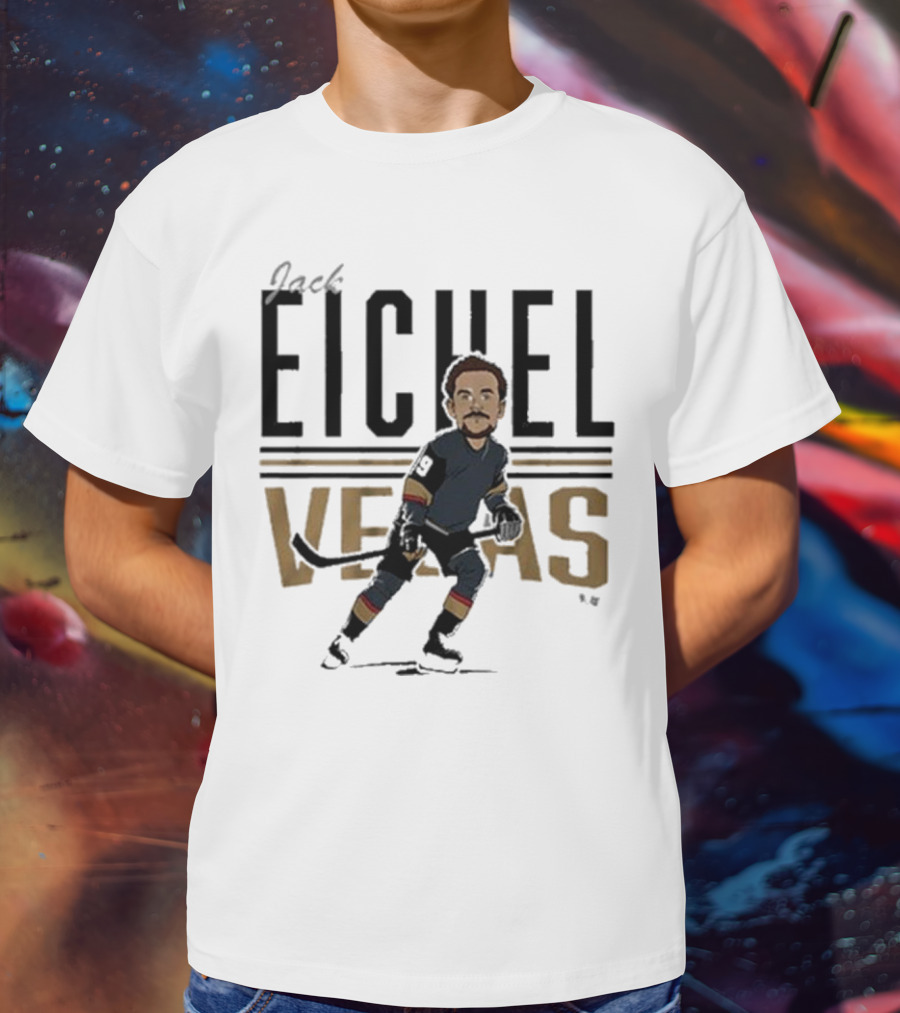 Jack Eichel Vegas Hockey Caricature Eichel Center Ice T-Shirt