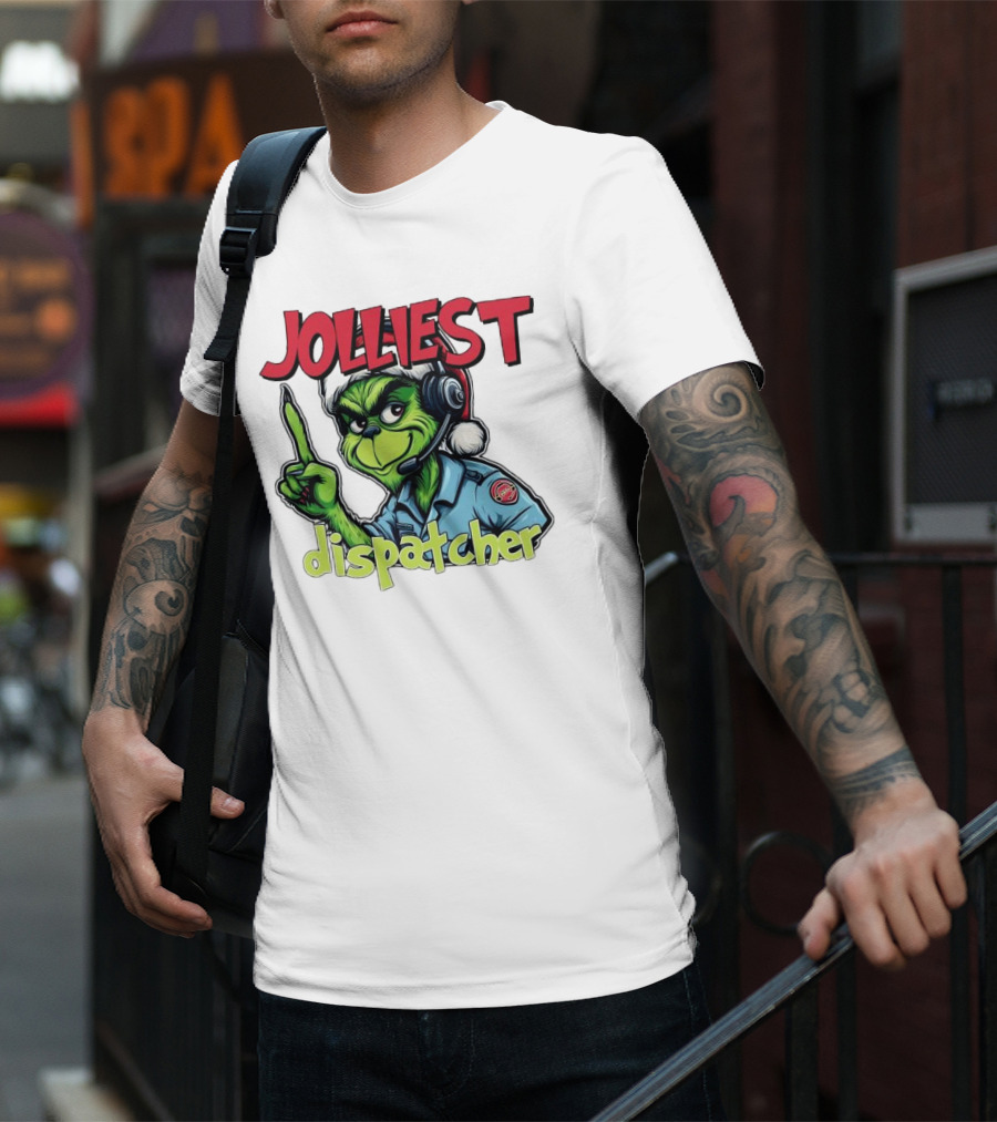 The Grinch Jolliest Dispatcher Christmas Holiday Fun T-Shirt