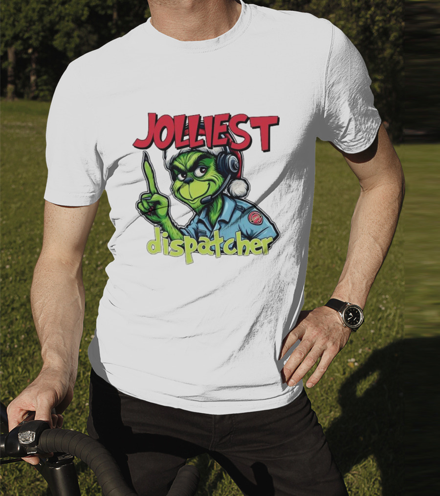 The Grinch Jolliest Dispatcher Christmas Holiday Fun T-Shirt