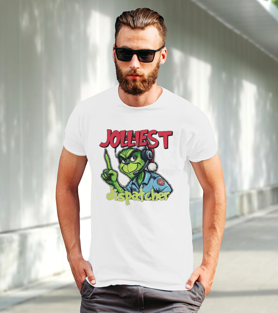 The Grinch Jolliest Dispatcher Christmas Holiday Fun T-Shirt
