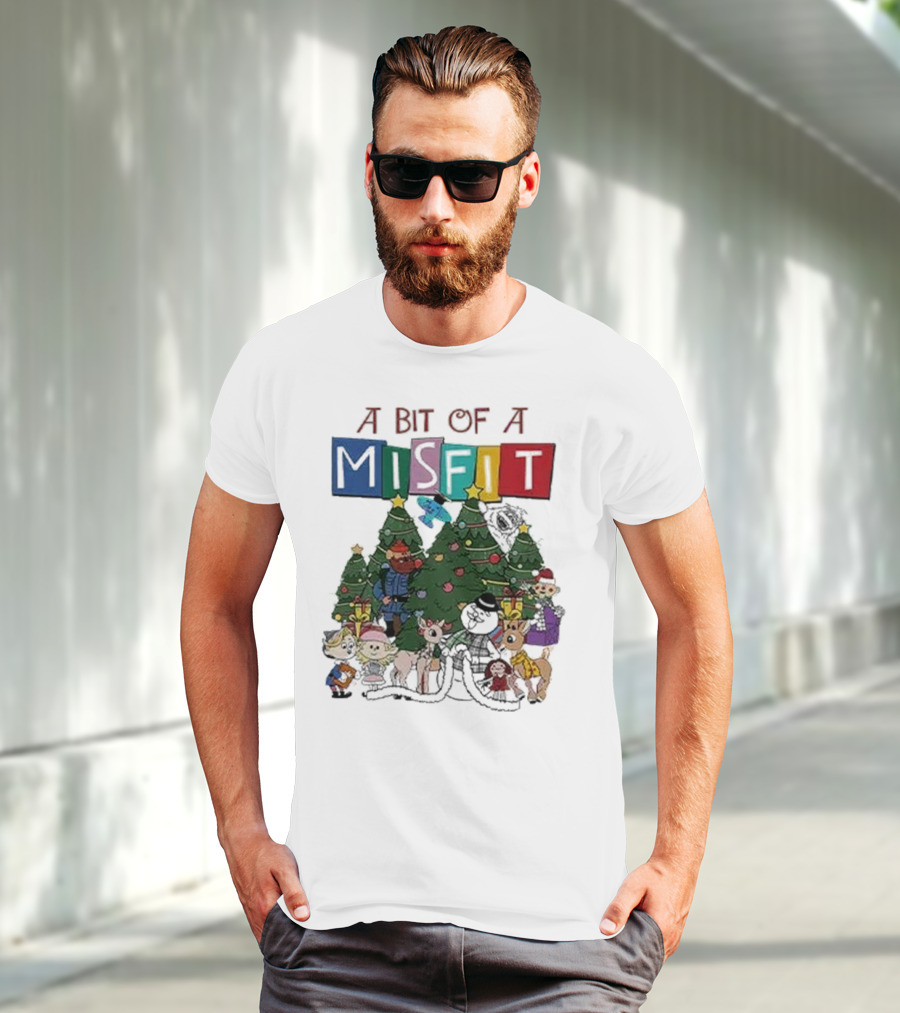 A Bit Of A Misfit Rudolph The Red Nosed Reindeer Christmas Characters With Trees T-Shirt