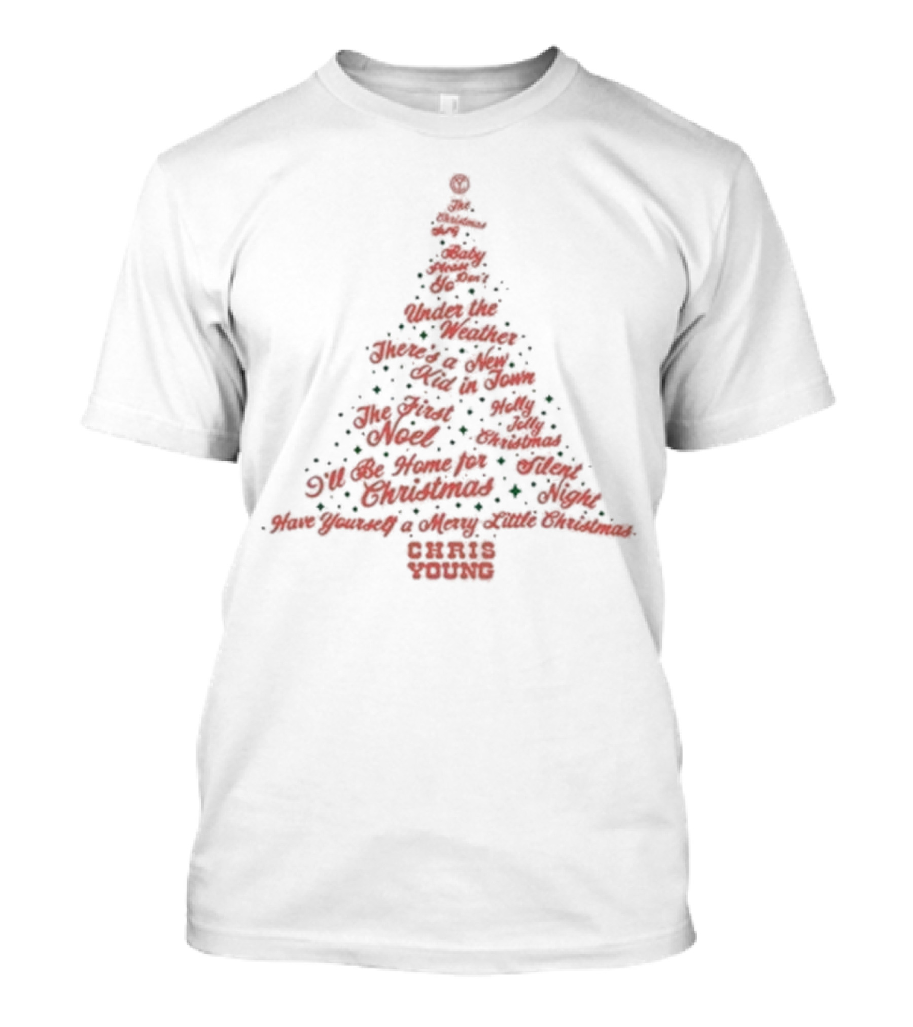 Chris Young Christmas Tree Songs Silent Night Holly Jolly Noel T-Shirt