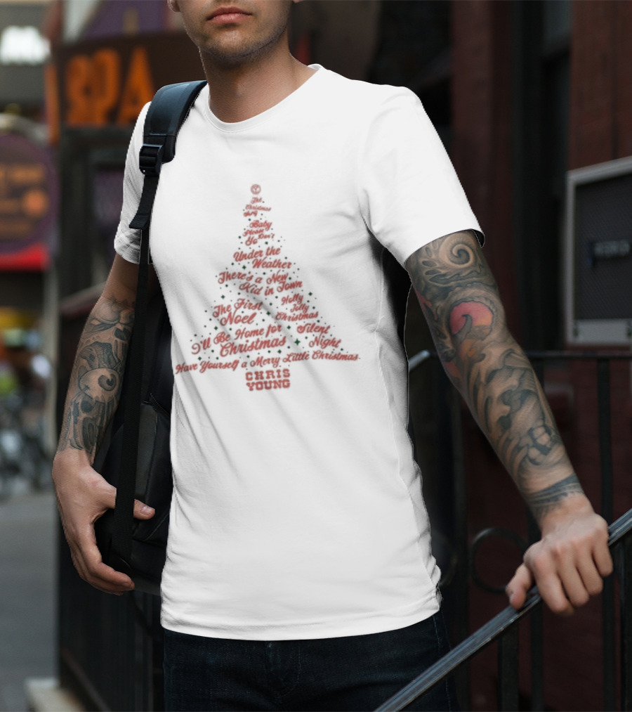 Chris Young Christmas Tree Songs Silent Night Holly Jolly Noel T-Shirt