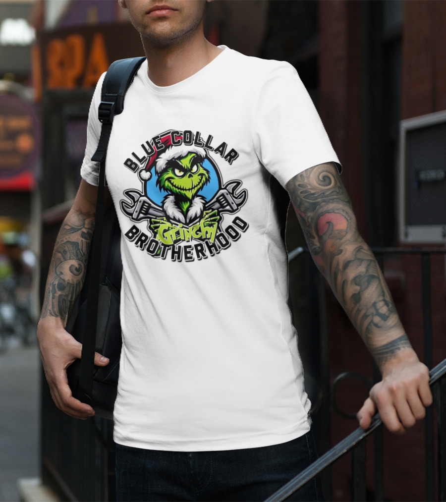 Blue Collar Grinchy Brotherhood Merry Christmas The Grinch T-Shirt
