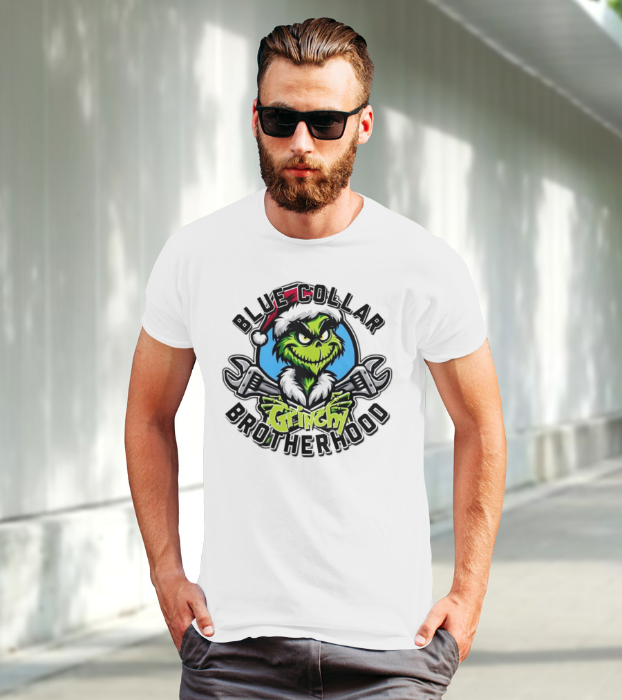 Blue Collar Grinchy Brotherhood Merry Christmas The Grinch T-Shirt