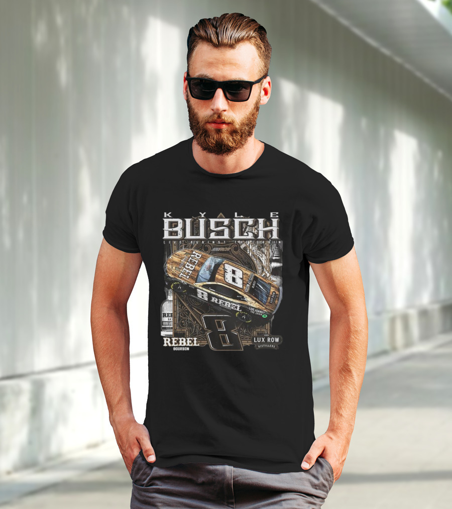 Kyle Busch Live Against The Grain Rebel Bourbon Lux Row Distillers 2025 T-Shirt