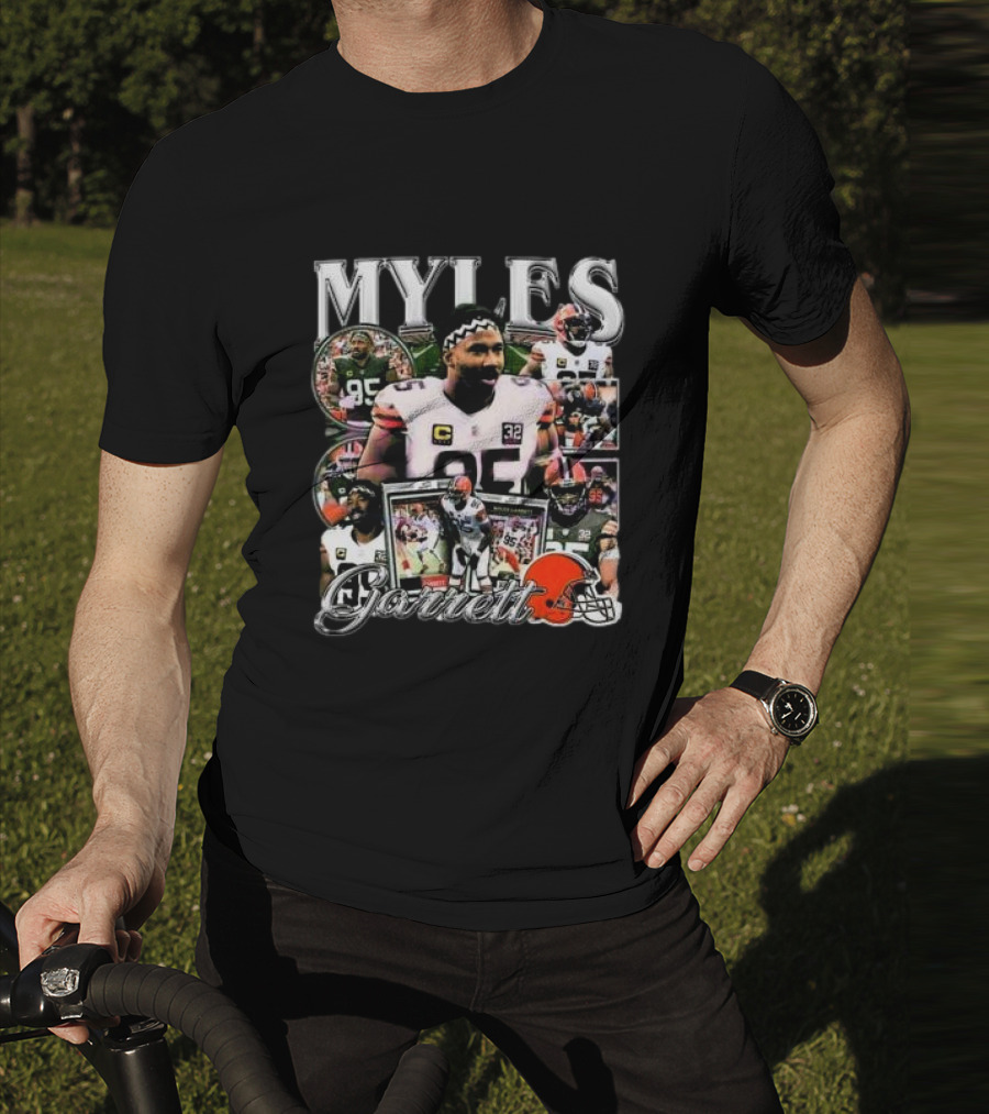 Myles Garrett 95 Cleveland Browns Vintage Collage T-Shirt