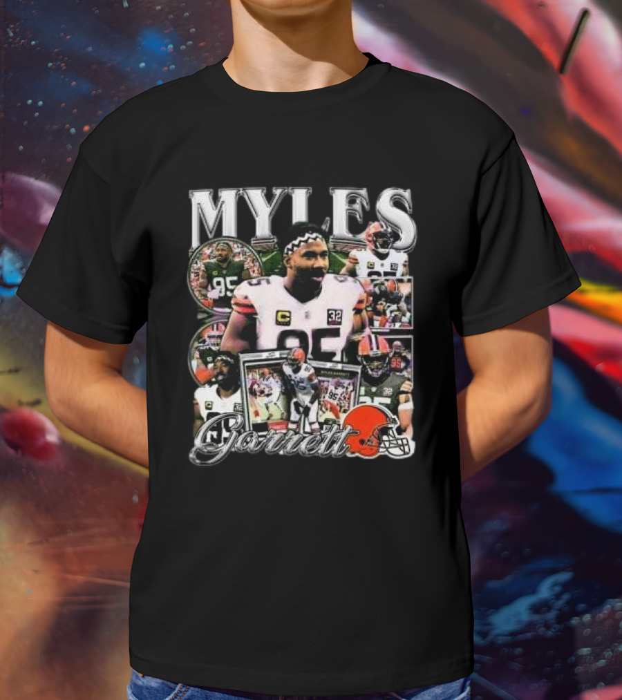 Myles Garrett 95 Cleveland Browns Vintage Collage T-Shirt