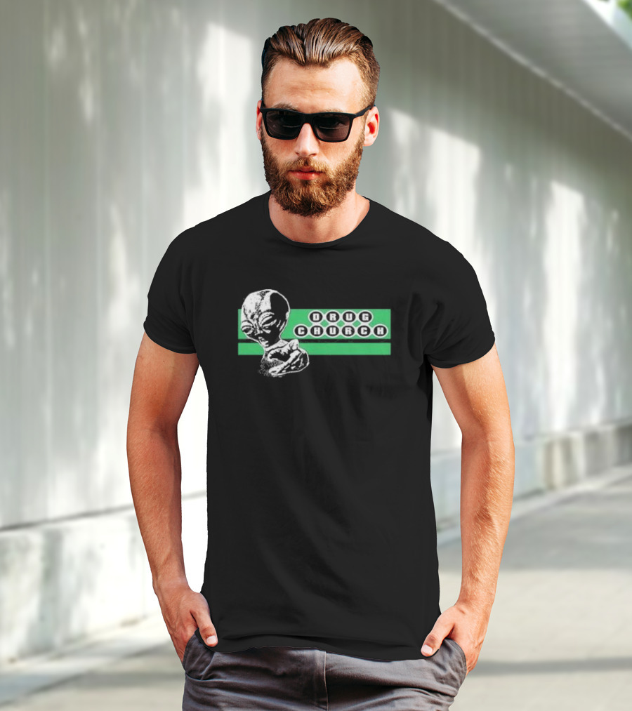 Drug Church Alien With Green Background T-Shirt