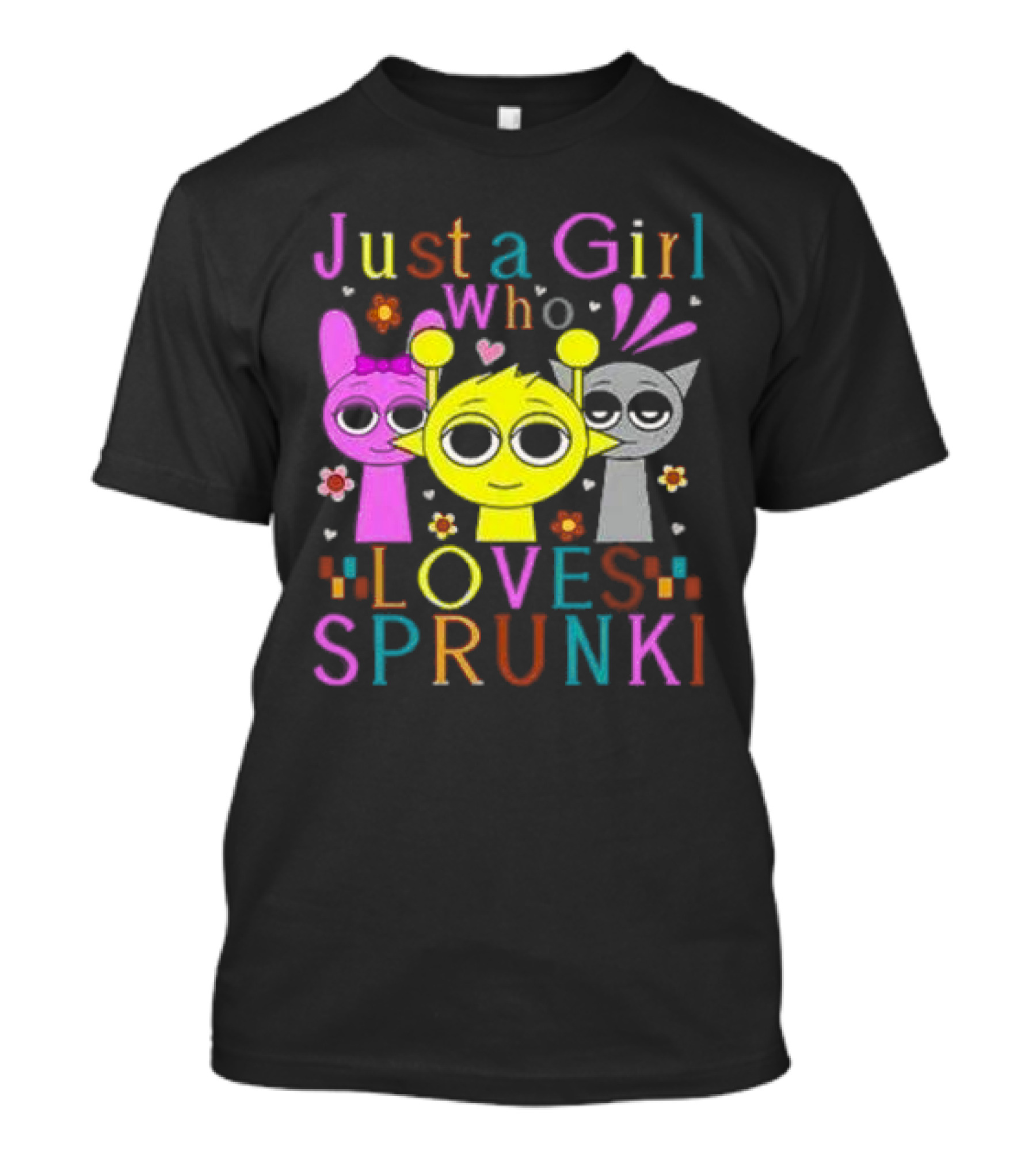 Just A Girl Who Loves Sprunki With Cute Cartoon Characters T-Shirt