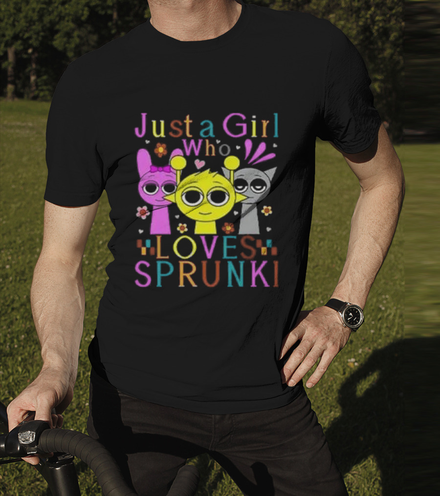 Just A Girl Who Loves Sprunki With Cute Cartoon Characters T-Shirt