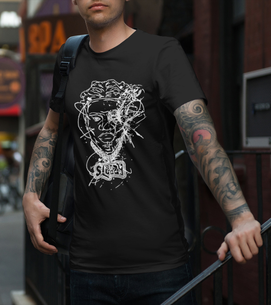 Sleazyworld Go Sleazy Necklace Portrait Sketch T-Shirt