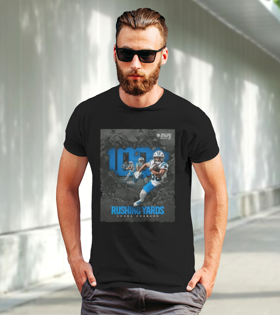 Carolina Panthers 1000 Rushing Yards Chuba Hubbard Next Gen Stats T-Shirt