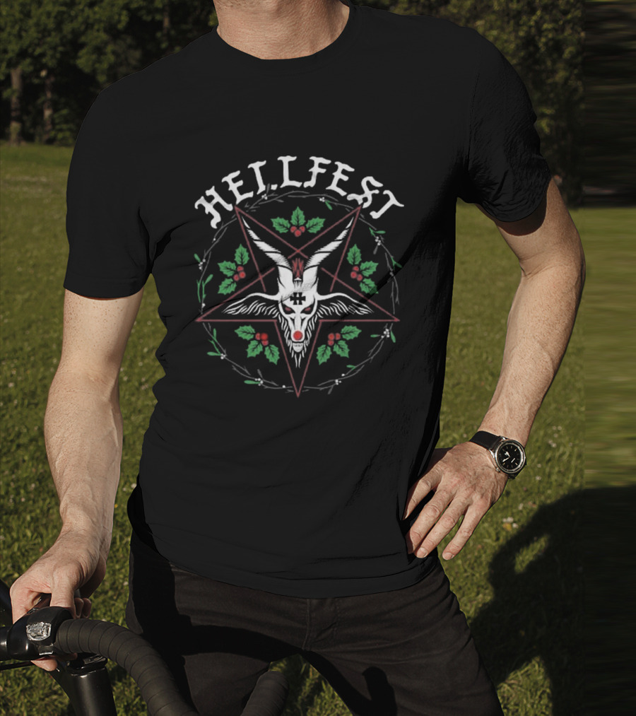 Hellfest Santa Classic Pentagram Goat Wreath T-Shirt