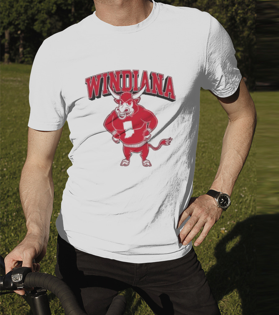Windiana Hoosiers Mascot Bull With Indiana State Shape T-Shirt